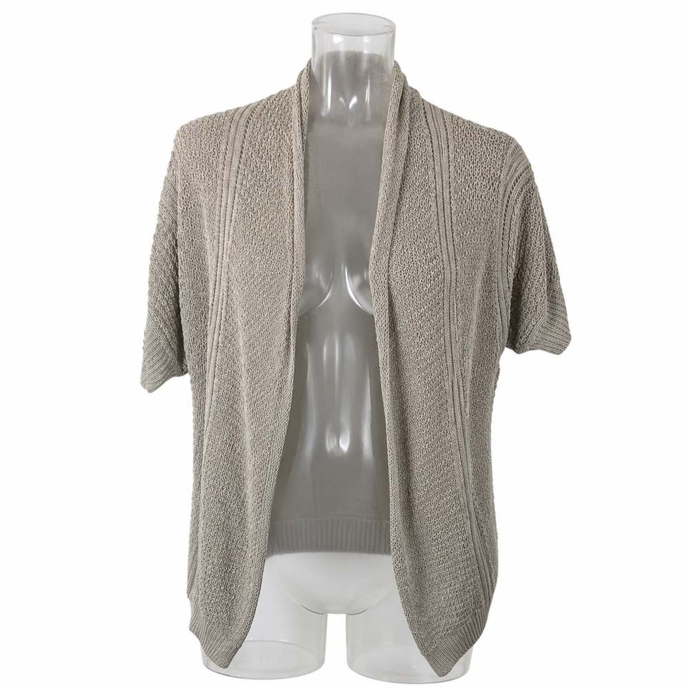 Banana Republic Neutral Minimalist Open Knit Sweater XS Coastal Chic Linen Blend
